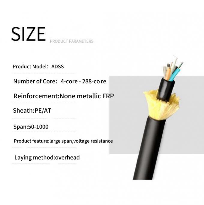 Outdoor MultiMode / Single Mode 4 8 12 24 48 Core ADSS Fiber Optic Cable 0