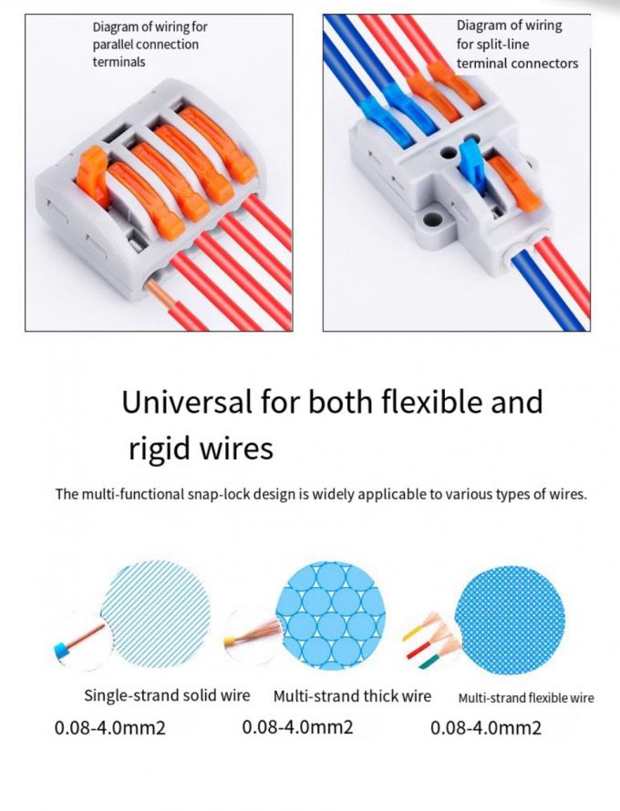 LED Lighting Wire Connector Quick 1-in-2-out Terminal Block 2-in-4-out Wire Splitter 3-in-6-out Terminal Box for Outdoor 4