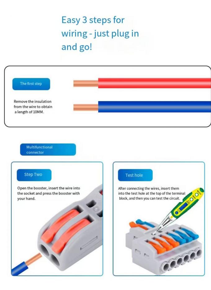 LED Lighting Wire Connector Quick 1-in-2-out Terminal Block 2-in-4-out Wire Splitter 3-in-6-out Terminal Box for Outdoor 5