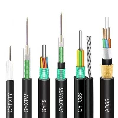 Long Span Round Optical Fiber Cable For Networking Internet GYXTW53 Direct Burial Plastic Optic Fiber Cable In Bulk