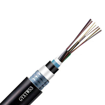 Long Span Round Optical Fiber Cable For Networking Internet GYXTW53 Direct Burial Plastic Optic Fiber Cable In Bulk