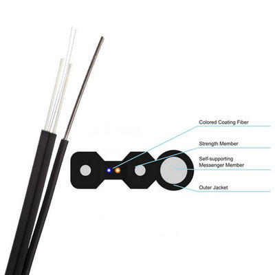 Single Mode FTTH Indoor Outdoor Drop Optical Fiber Cable For Access Network Armoured Fiber Optic Drop Cable