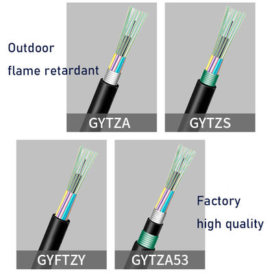 Outdoor G652D GYTZA Single Mode 4c 12c 36c 72c 96c Flame Retardant Optical Fiber Cable