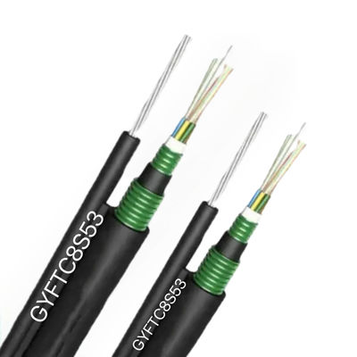 Outdoor Single Mode Fibre Cable Figure 8 GYFTC8S53 Dual steel tape armored Dual PE sheath Fiber Optic Cable