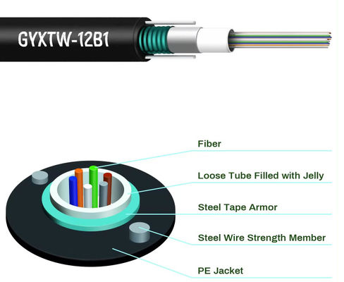 2 4 6 8 16 24 Core Aerial Armoured Fiber Optic Cable Gyxtw Gyxtw53 Uni Tube Single Mode Communication Cable