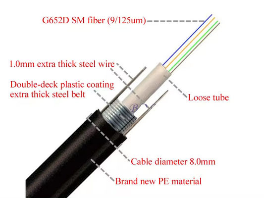 Uni-tube Steel Tape Fiber Optic Cable GYXTW 24 Core Single Mode Communication Cables