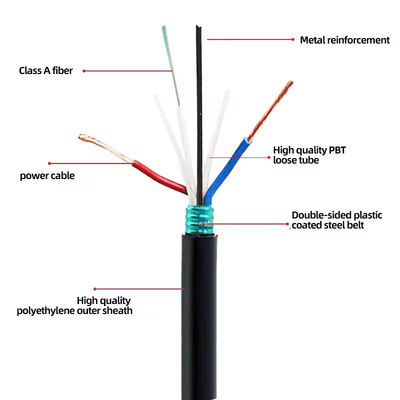 48 60 72 96core Armored Fiber Optical Cable With2*1.5mm-Power Wire GDTA GDTS Photoelectric Hybrid Fiber Optic Cable