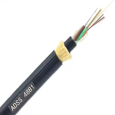 ADSS double  jacket Single Mode Self-Supporting 24 Core 48 Core Fiber Optic Cable G652D For Aerial