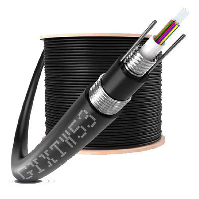 Aerial Fiber Optic Cable GYXTW 4-24 Core Single Mode G652D 8.0mm Cable OD For Overhead Laying With 1MM Steel Wire Strength