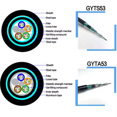 Outdoor Duct GYTS53 24 36 48 96 Cores Armoured Fiber Optic Cable