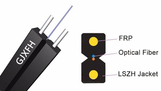 FTTH Fiber Optical Drop Cable for Indoor GJXFH with 2 FRP Steel Wire Strength Member