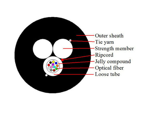 Mini ADSS 6 Core 12 Core Aerial Fiber Optic Cable ASU G652D