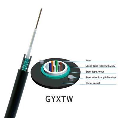 Outdoor Armoured Two Steel Wire Strength GYXTW Fiber Optic Cable