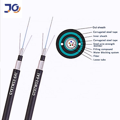 Customized Outdoor Fiber Optic Cable SM G652D Steel Wire Strength Member Armored GYXTW53