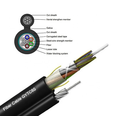 Outdoor 96 / 144 Core Messenger Fiber Optic Cable gytc8s