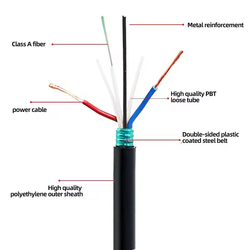 48 60 72 96core Armored Fiber Optical Cable With2*1.5mm-Power Wire GDTA GDTS Photoelectric Hybrid Fiber Optic Cable