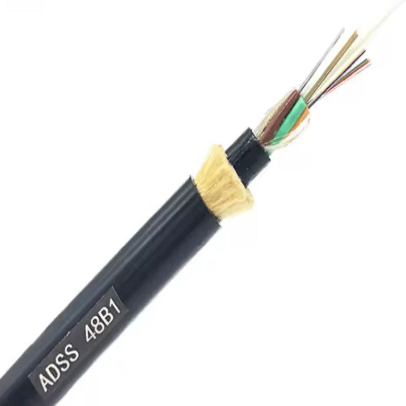 ADSS double  jacket Single Mode Self-Supporting 24 Core 48 Core Fiber Optic Cable G652D For Aerial