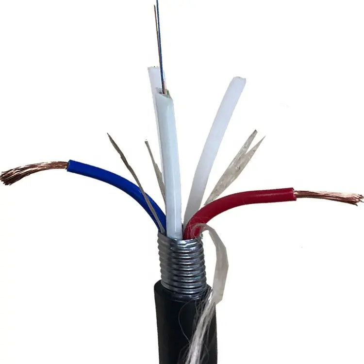 Anti Rodent 4 Core OPLC Hybrid Fiber Optic Cable With Copper Conductor