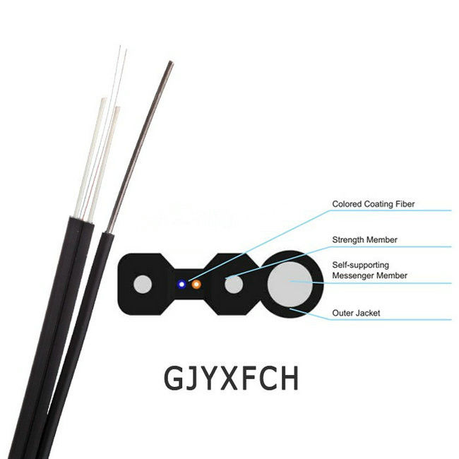 4 Core FTTH Fiber Optic Drop Cable G657A2 Color coated
