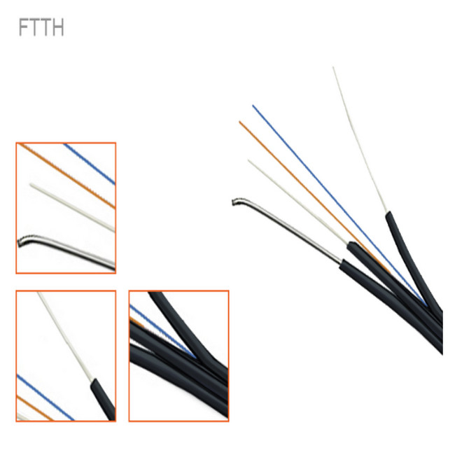 1F FTTH Self Supporting Lszh Drop Cable With Steel Wire Messenger