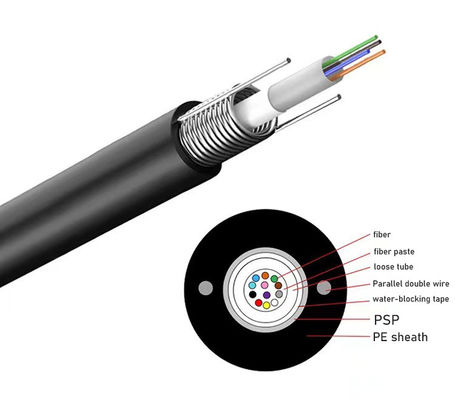 Outdoor Duct Aerial Single Mode G652D Fibre Optical Cables GYXTW Armoured 2 4 6 8 12 24 Core Fiber Optic Cable
