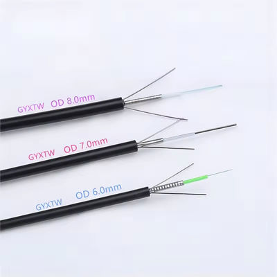 Customized GYXTW Armored  2 4 6 8 12 24 Core  Single Mode Fiber Optic Cable 6mm 7mm 8mm With Messenger