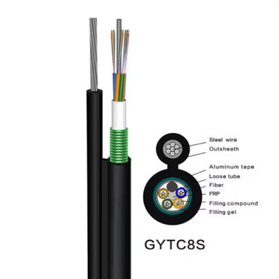 OEM 144 Core Outdoor Optical Fiber Aerial Cable Steel Wire Strand Self Supporting Figure 8 GYTC8S Fiber Optic Cable
