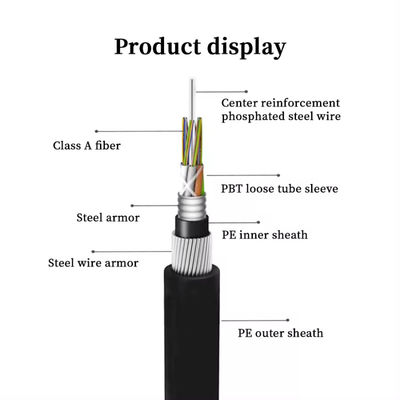 72 Core GYTA33 Direct Buried Submarine Fiber Optic Cable  Anti Rodent Armoured Fiber Optical Cable