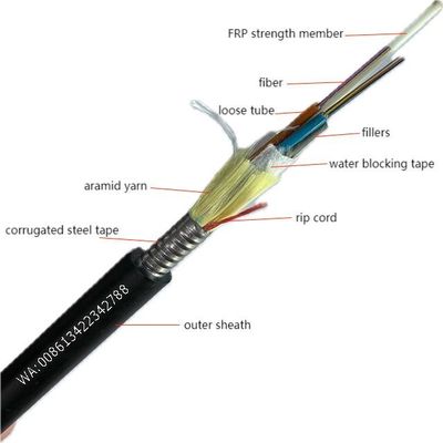 12/24/36/48 /96 Cores Singlemode ADSS ARSS Fiber Optic Cable With Steel Tape Armor
