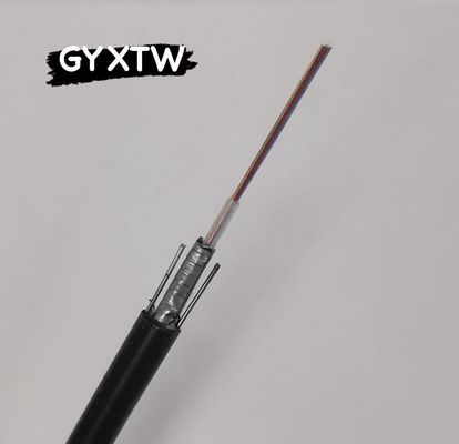 Aerial Fiber Optic Cable GYXTW 4-24 Core Single Mode G652D 8.0mm Cable OD For Overhead Laying With 1MM Steel Wire Strength