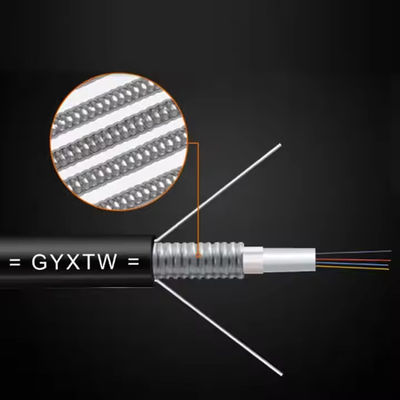 Aerial Fiber Optic Cable GYXTW 4-24 Core Single Mode G652D 8.0mm Cable OD For Overhead Laying With 1MM Steel Wire Strength