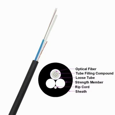 Two FRP Aerial 12 Core ASU 80 Drop Fiber Optic Cable GYFFY Outdoor FTTH Cable Factory Price