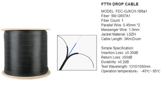 GJYXCH-1B6 G657A2 1 Core Optical Fiber Drop Cable