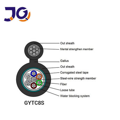 Jiqian Overhead Outdoor 48 Core Fig 8 Fiber Optical Cable Self Supporting Armored Figure 8 Fiber Optic Cable GYTC8S