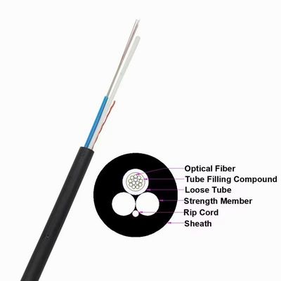 Two FRP Strength Single Mode ASU Fiber Optic Cable GYFFY 6 Cores
