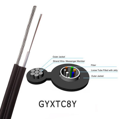 48 Core Stranded Steel Wire Figure 8 Fiber Cable PE Jacket