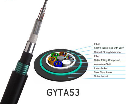 196 Cores Single Mode G652d Buried  Underground Fiber Optic Cable Double Sheath