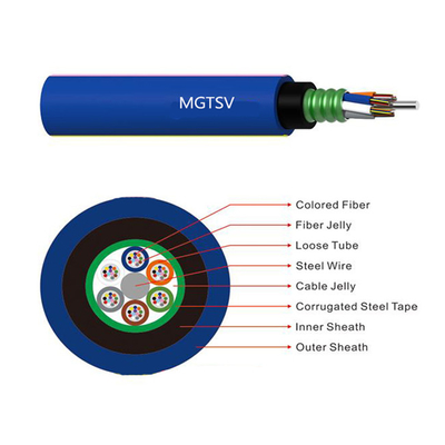 OEM Outdoor Fiber Optic Cable PVC Sheath Blue Direct Buried Mining 8 Core MGTSV