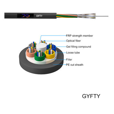 Outdoor Single mode Duct G652D FRP strength member 12 24 48 96 core optical fiber cable fibra optic GYFTY